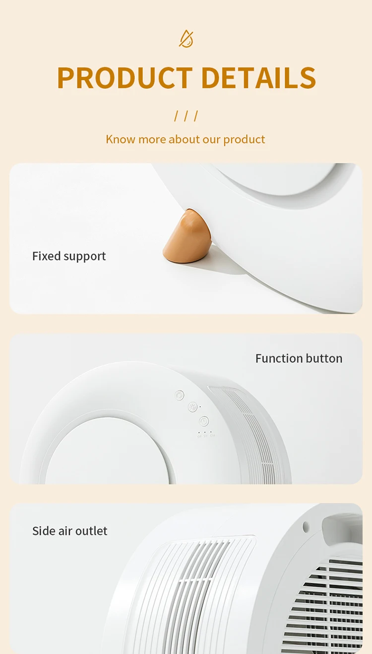 Unique Textured round design 1L dehumidifier home mute smart dehumidification moisture absorption device drying room dormitory