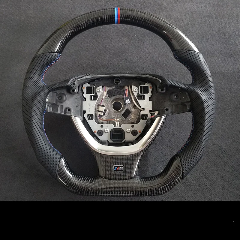 
Carbon Fiber Steering Wheel Perforated Leather For BMW 5 6 7 Series F10 F18 2013 2014 2015 2016 2017 2018 No Shifter Paddle 520d 
