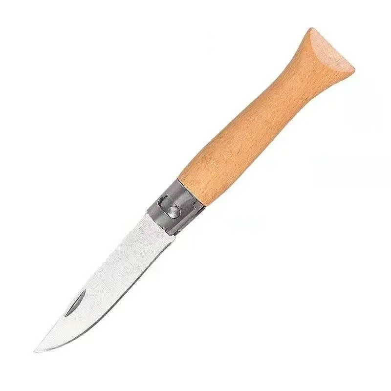 Rakuten Mess Tin Camping Knife Beech Wooden Handle Stainless Pocket Knife