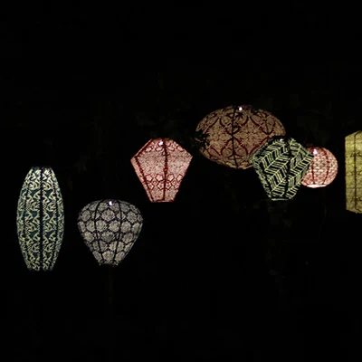 Nicro Pearl Wave Geometric Lace Pattern Waterproof LED Lamp Thick Paper Outdoor Solar Lantern Lights Garden Room Tyvek Lantern