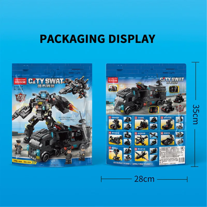 Compatible with 585Pcs City Station SWAT Truck Car DIY Toys for Boys Kids Gifts Building Block Set