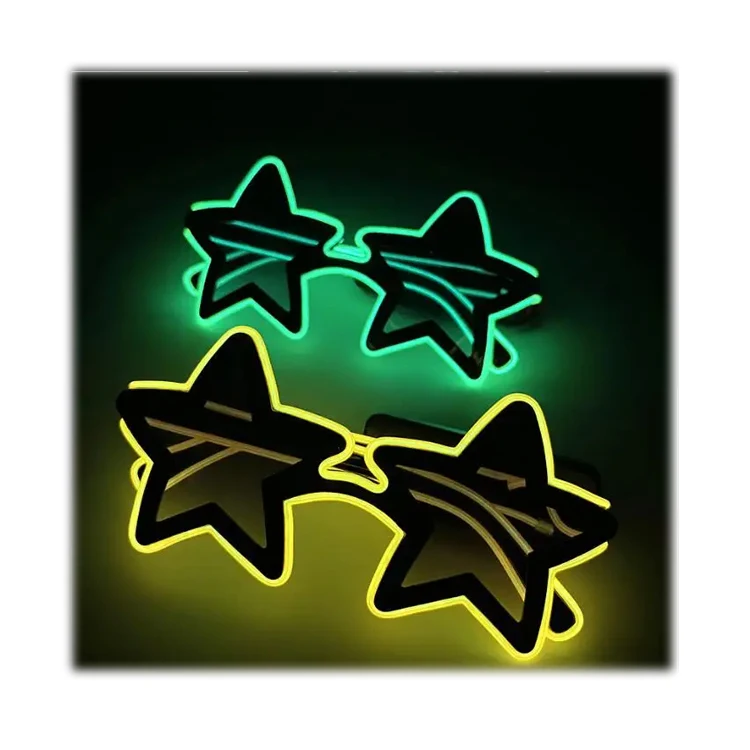 Glow Star Neon LED Sunglasses Rave Glasses with El Wire for Light up DJ Costumes for Halloween Christmas and New Year Parties