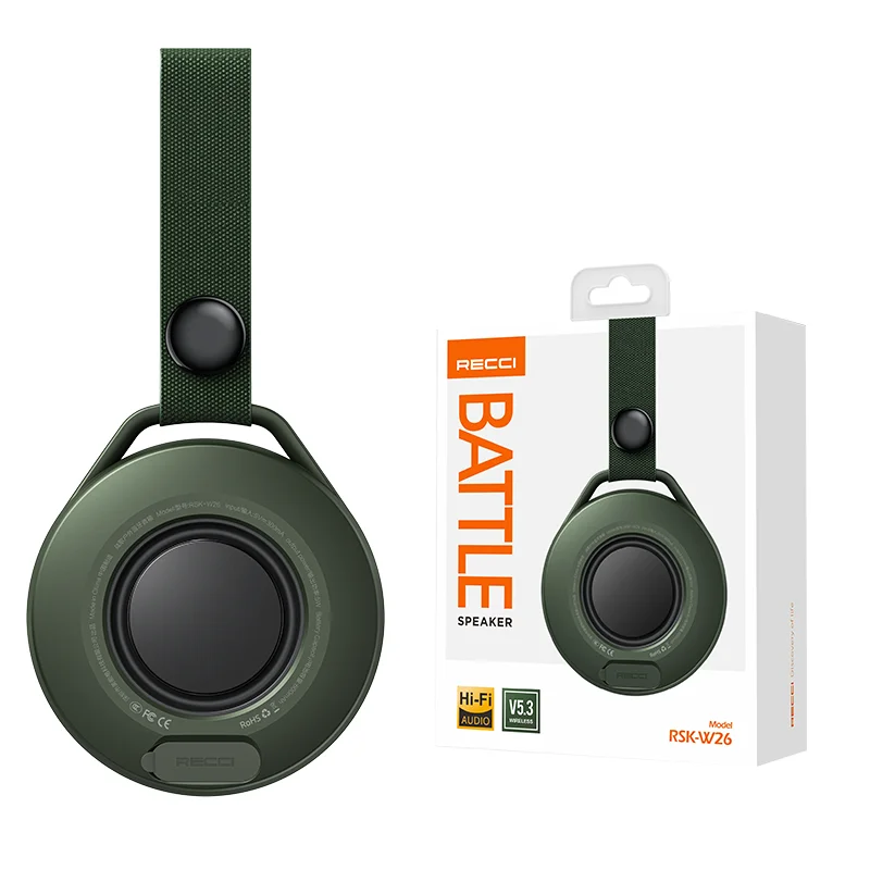 Button Control Hook Design Stereo Sound Heavy Bass Outdoor Portable Wireless Mini Speaker with TF Card Function