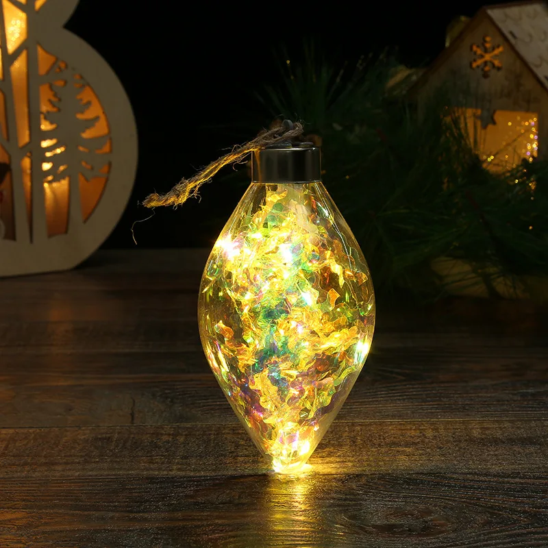 Wholesale Christmas New Led Transparent Ball Christmas Tree Pendant Luminous Double Pointed Ball Spot