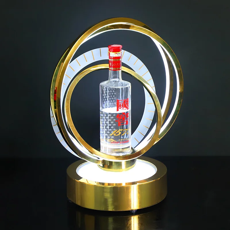 New metal ring wine seat LED white liquor Holder Display racks bottles Presenter wine Decoration Glorifier for Bar KTV