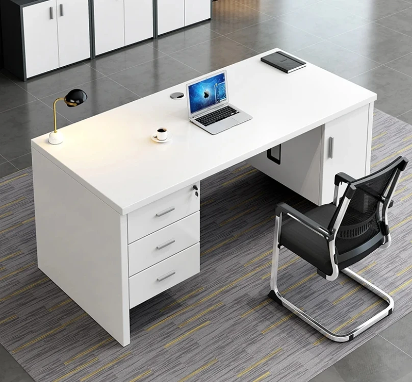 Home Office 47 Inch Computer Desk Oak Wooden Study Table with Storage Drawers for Kids and Teens