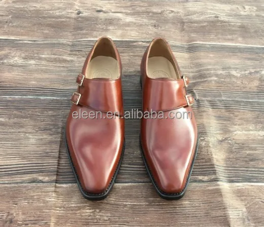 
Handmade Mens Fashion Monk Strap Calfskin Genuine Leather Dress Shoes 