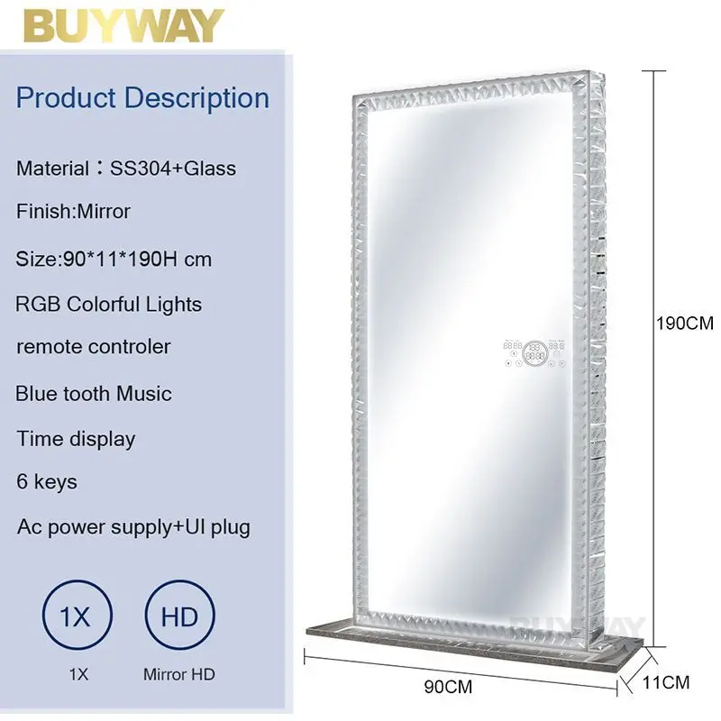 RGB Colorful Lights Diamond Makeup Mirror Hollywood Style Led Vanity Mirror