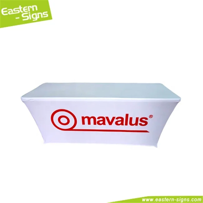 Flame retardant 100% polyester fabric stretch advertising trade show table cover for promotion