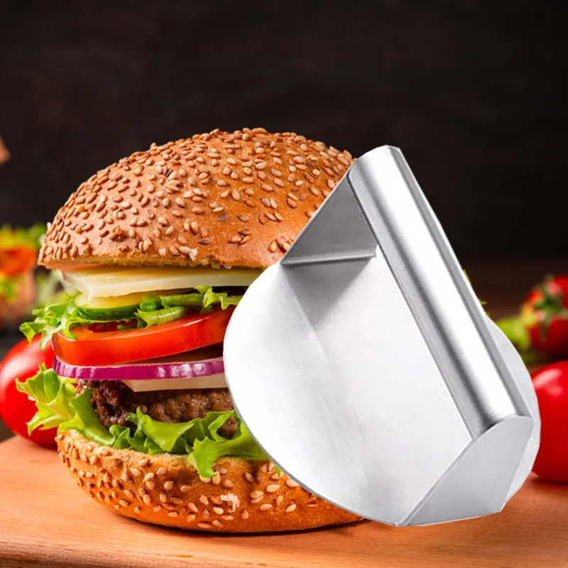 Hot Sale Stainless Steel Square Hamburger Press Kitchen Gadgets Patty Maker Manual Hamburger Grill Press