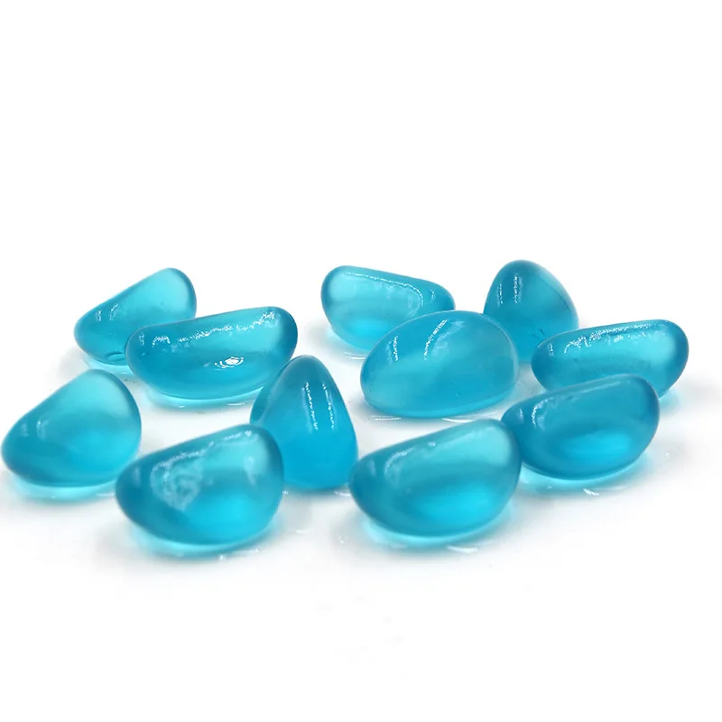 25kgs/bag Blue Glass Gravel Stone Green Colored Glaze Rock Aquarium Fish Tank Decor Natural Quartz Stones and Crystals