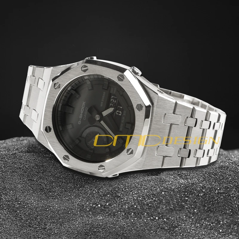 GA-2100 Gen.5 Rainbow color Stainless Steel band Watch strap Metal case Modification Kit for G Shock GA2100 Replacement