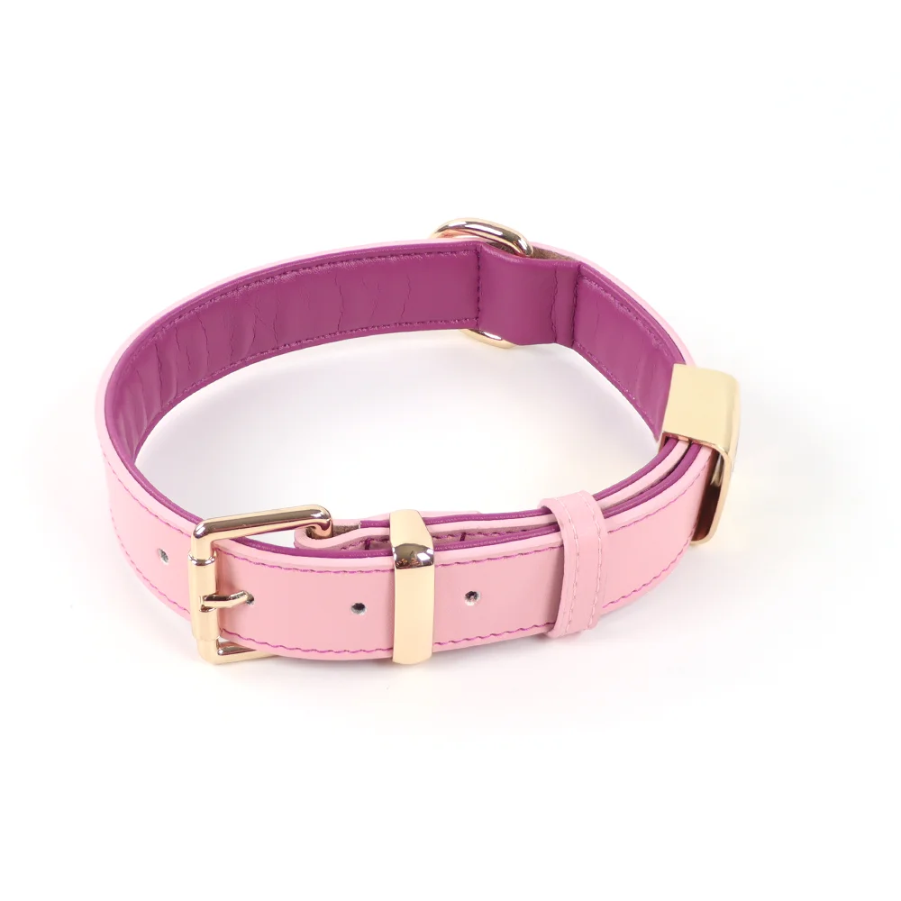 Luxury PU Leather Pet Collar Custom Colors Softly Padded Waterproof Classic Vegan Genuine Leather Dog Collar