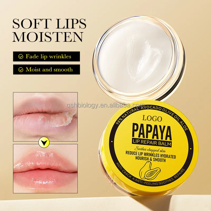 Custom Logo 6g Lips Soothing Moisturizing Balm Lip Wrinkles Reducing Papaya Lip Repair Balm