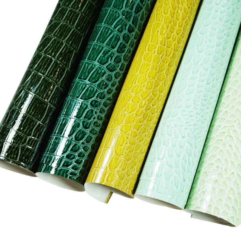 BY8032 Leather Material 0.5mm Embossed Crocodile Synthetic Leather For Bags Wallet Purse Shoes Notebook Watch Strap Crafts