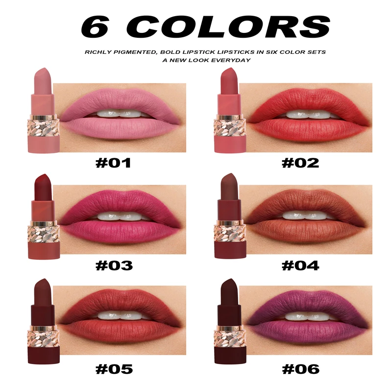 6-in-1 Silky Texture Moisturizing and Comfortable Matte Light Mist Lipstick Set for Good Complexions