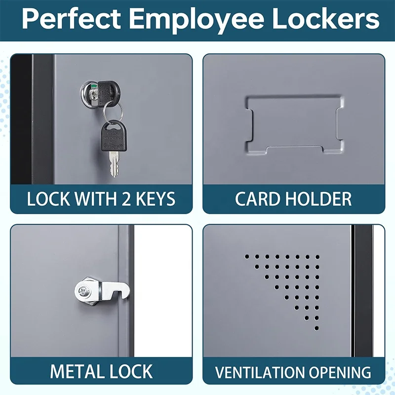 Modern 6-Tier Metal Locker with 6 Doors Bedroom Furniture Storage Unit for School Gym Office Mudroom Employee Lockers with Keys