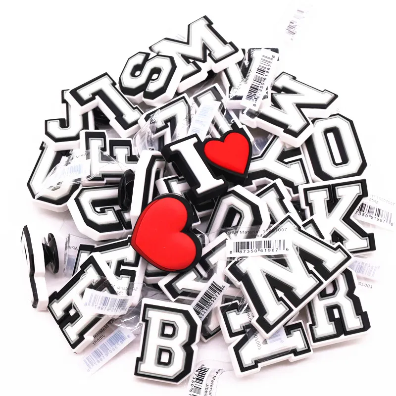 Wholesale Number 26 slide Letter charm clog alphabetely cocs charms letter croc charm gibbets chains crocs harfler