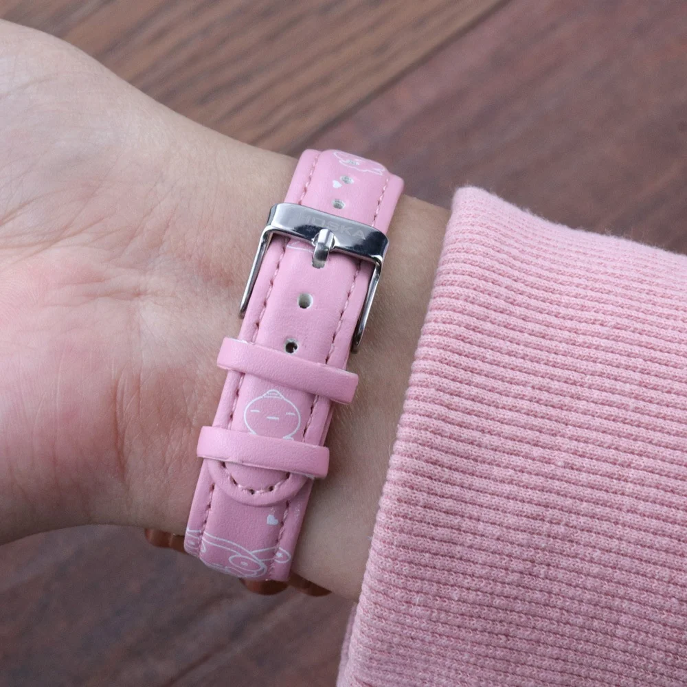 14 16 18 20 mm Replaceable Cute PU Faux Fake Leather Custom Printed Logo Children Watch Strap