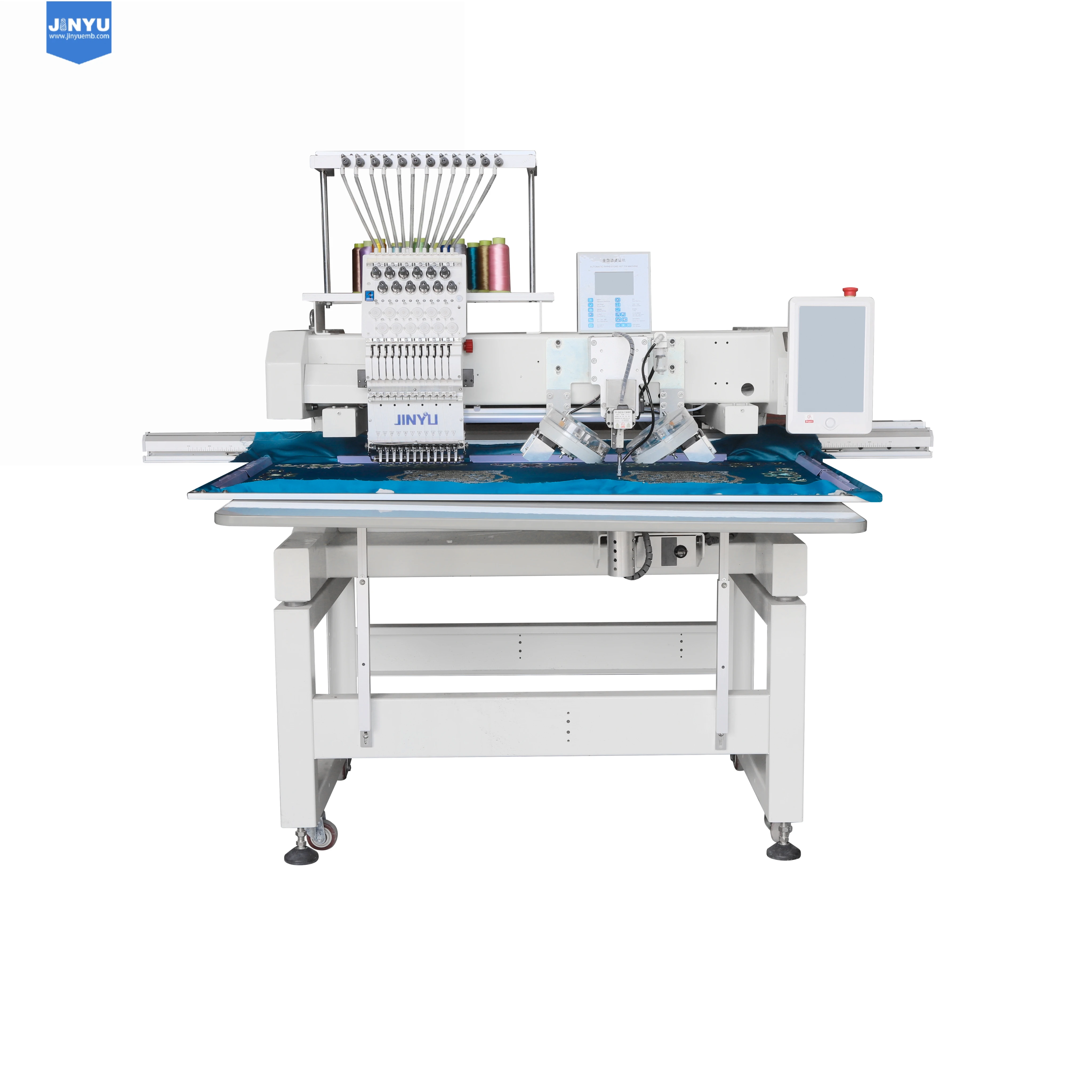 JCM-1201+1 JINYU Fast delivery computerized flat mixed rhinestone apparel machinery Embroidery Machine