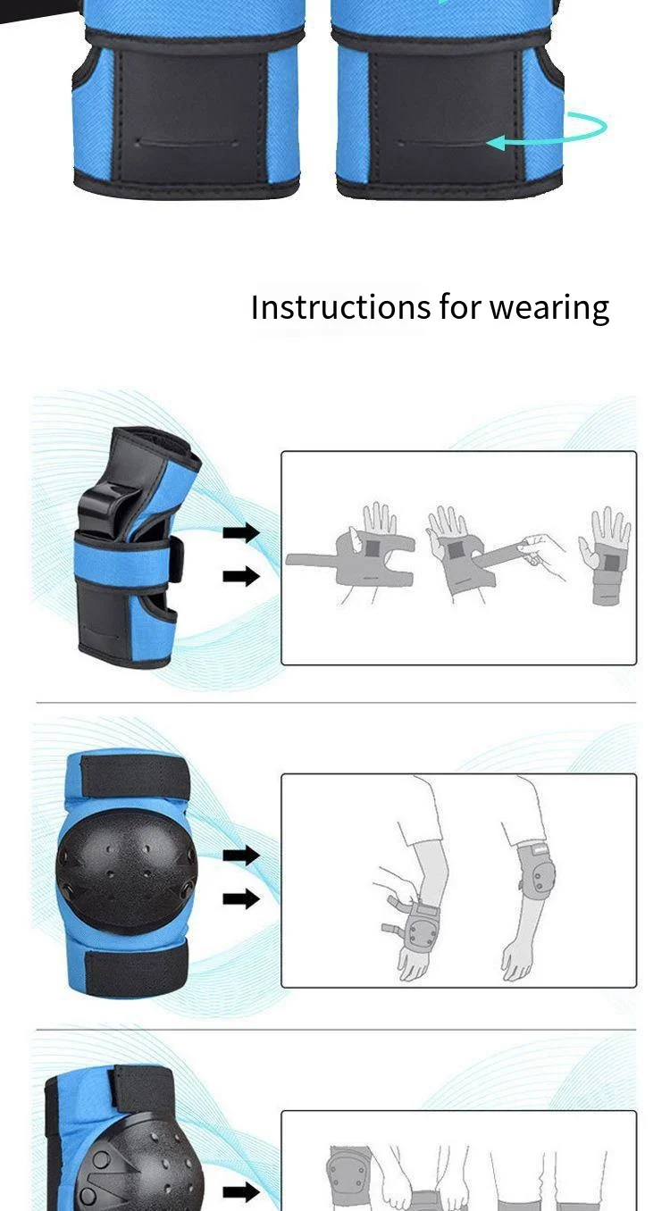 New roller skating 6-piece set, suitable for children and adults sports skateboard knee, wrist and elbow protection