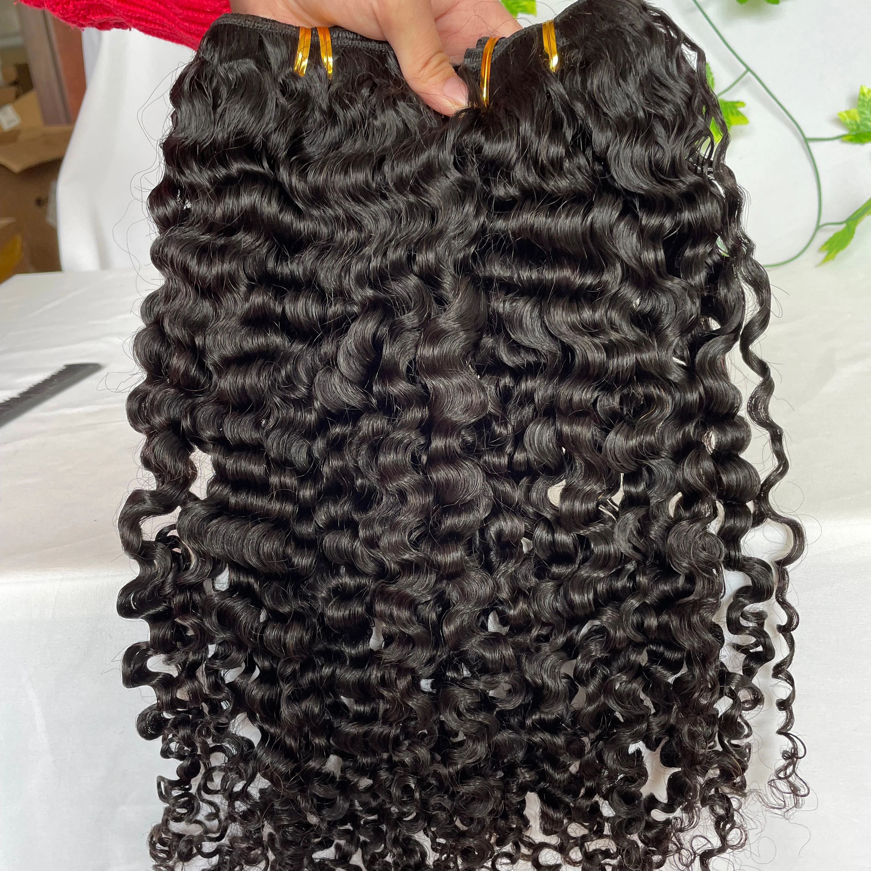 High-quality Burmese Curl  Virgin Hair Double Weft  Hair Weave 100% Human Raw Brazilian Human Hair Bundles