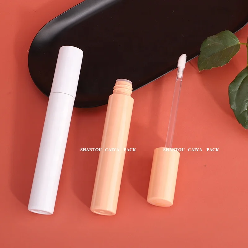 CAIYA wholesale 3ml full white nude empty lip gloss tubes clear round lip tint balm container lipstick packaging private label