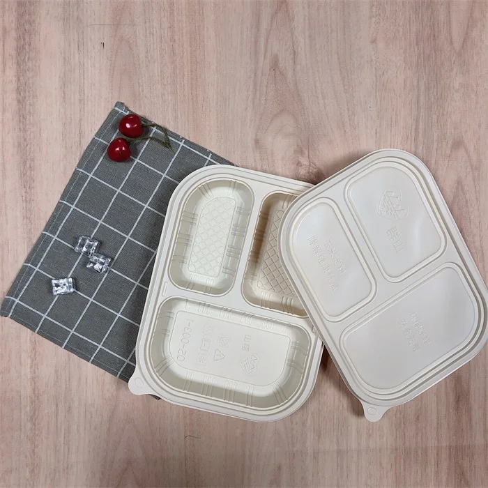 Wholesale Disposable Packaging Food Container Compostable 3 Compartment Lunch Box for Biodegradable Disposable Tableware