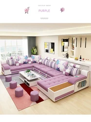 Factory Price U Shape Nordic Modern Contemporary Fabric Sofa Set Living Room Furniture for Home