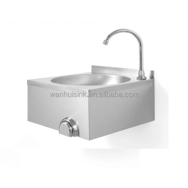 Commercial wall amount 304 stainless steel knee operated sink hand wash basin for hospital