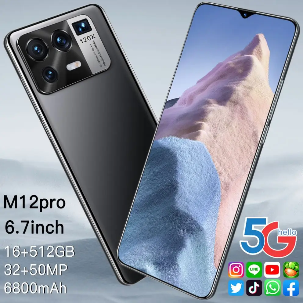 Global version Smartphone  High quality MI M12 Pro Mobile Phones 4G 5G Network 512GB Original Unlocked Android Phone Android 11