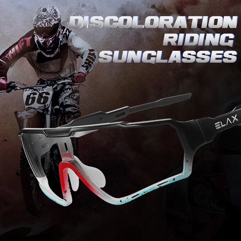 2021 New ELAX Photochromic Cycling Sunglasses Outdoor Sport Glasses MTB Road Bike Eyewear UV400 Bicycle Goggles
