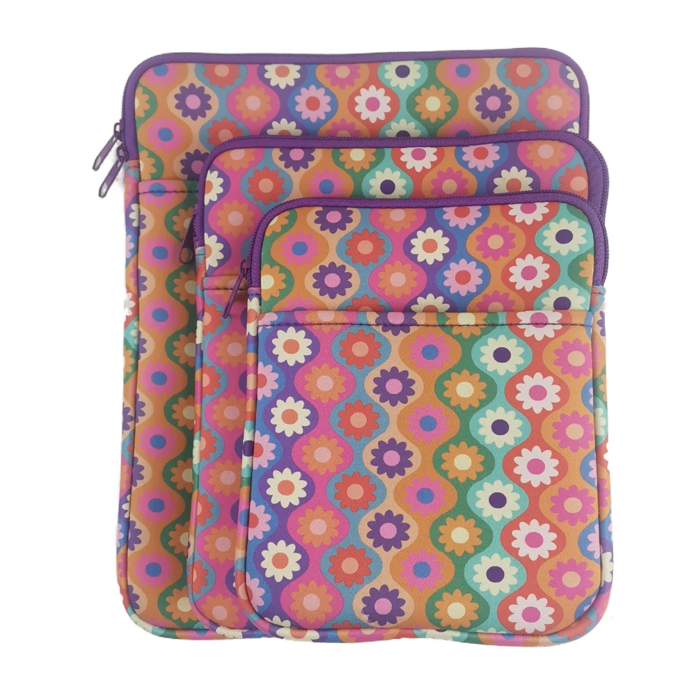 Hot sale 3 size Neoprene Book Sleeve Colorful inside Kindle Cover Zipper Soft Waterproof Laptop Case Simple Style Protector Bag