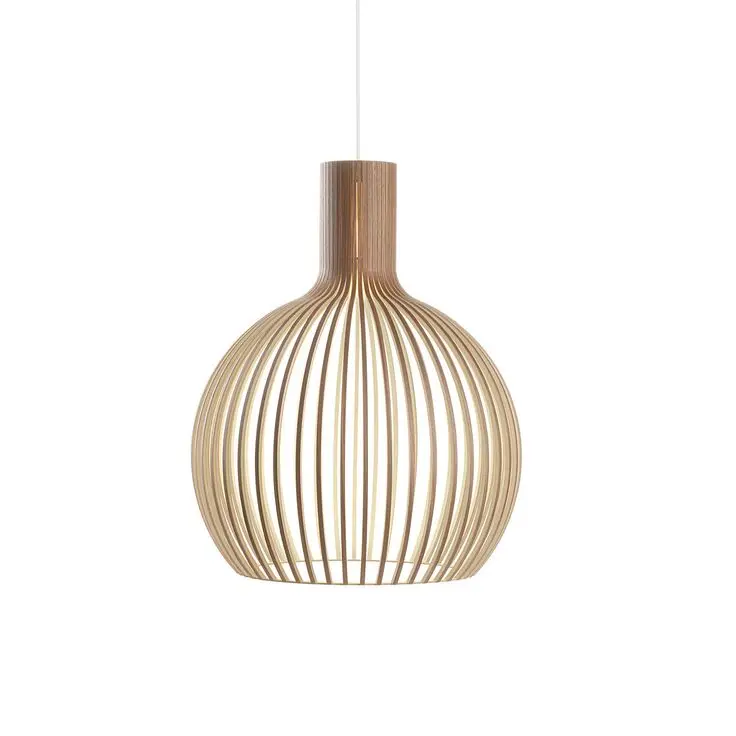 Modern Chinese Restaurant Wooden Scandinavian Wood Art Bird Cage Pendant Commercial Shop Restaurant Clothing Store Milk Large