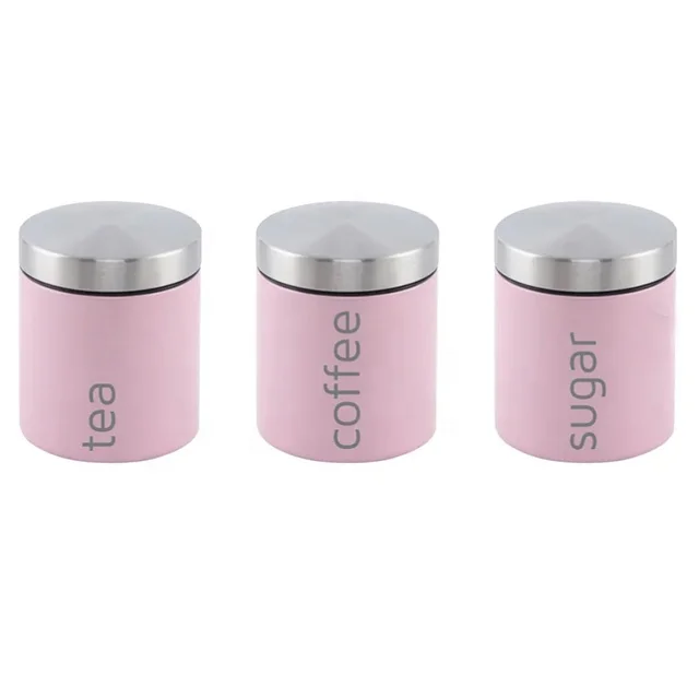 Stainless steel storage kitchen canister sets 3 Piece Coffee Tea Sugar Jar Sets