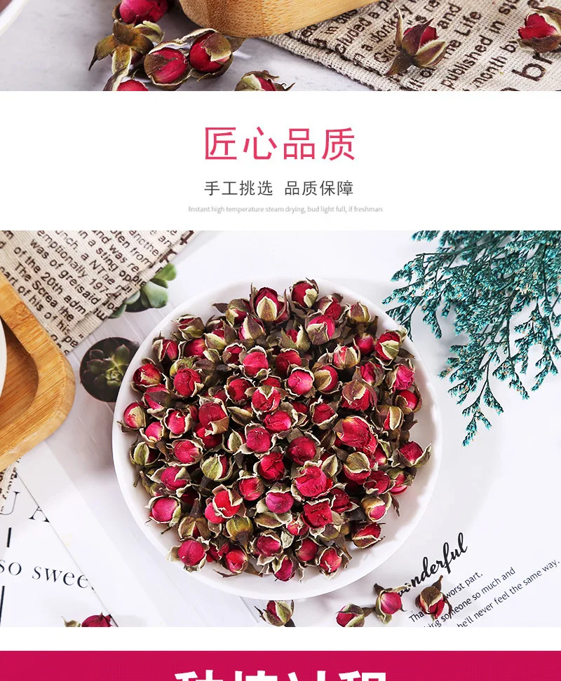 Factory Wholesale Dried Rose Flower New Season Flower Tea Rose Pental Gold Rimmed Roses