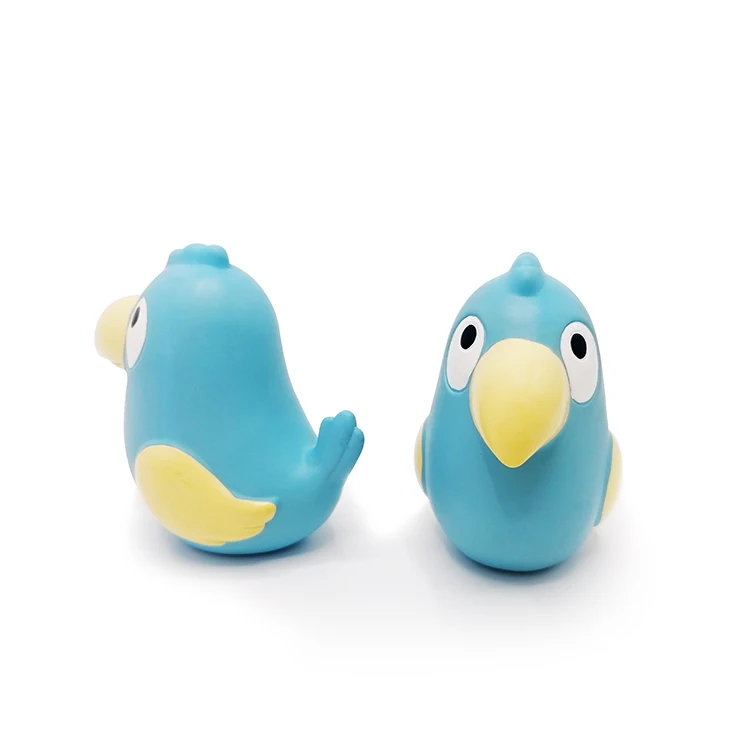 Pure Natural Hand-painted Blue Cure Bird Shape Chewing Rubber Baby Teether Toy