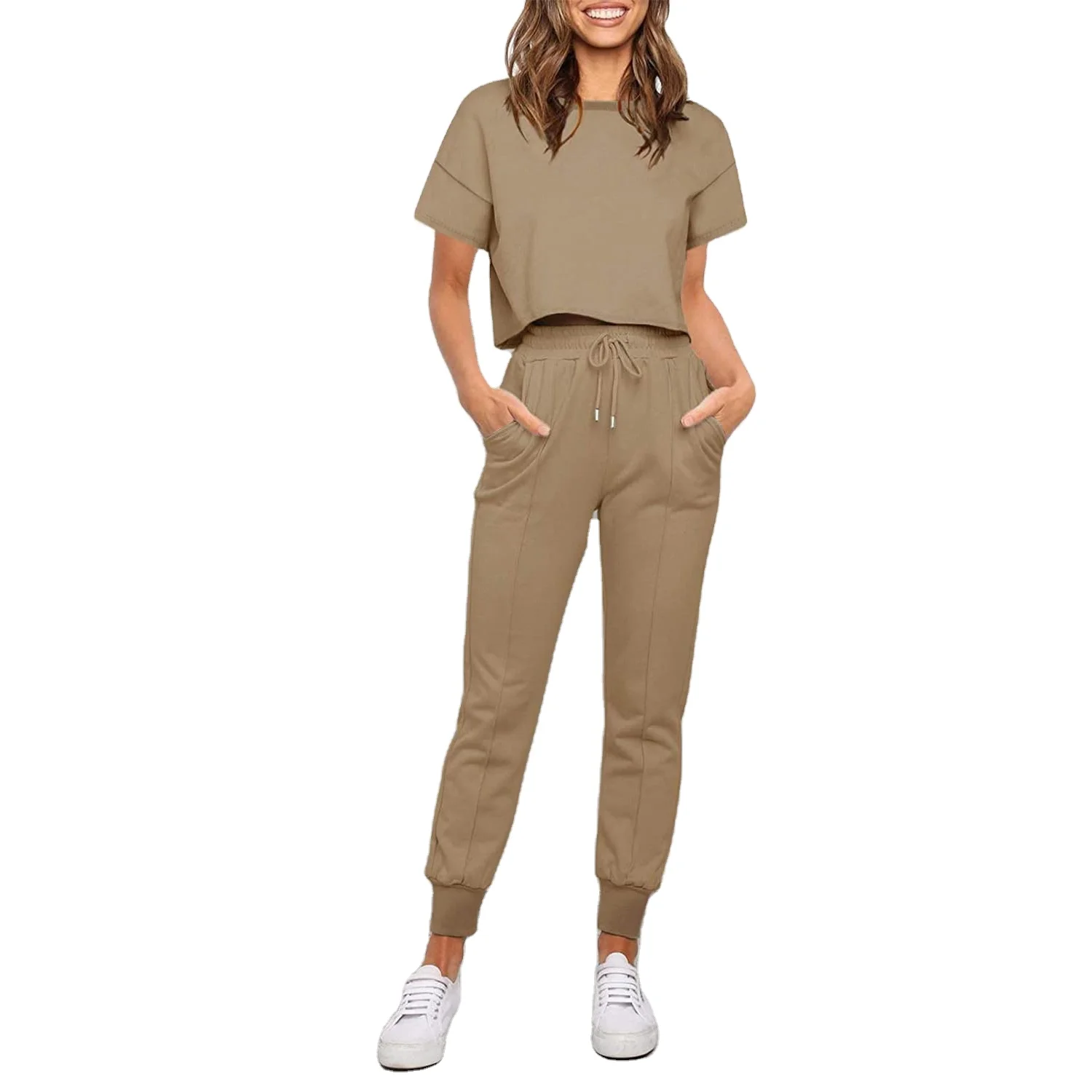 Hong Ling Good Reputation Supplier Highwaist Eco Pink Red Seamless Shimmer Tan Yoga Short Set xl Cotton