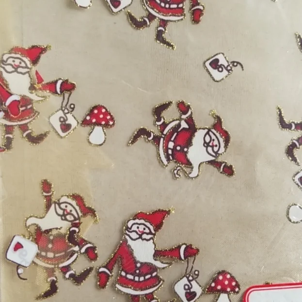 China supplier organza foil glitter metallic print nylon net fabric for christmas celebrate