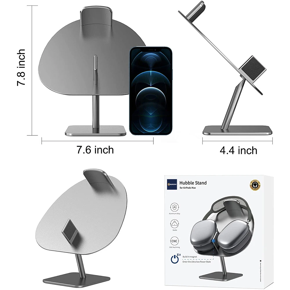 Aluminum Headphone Stand for Airpods Pro Max Shockproof Headset Holder with Auto Sleep Wake