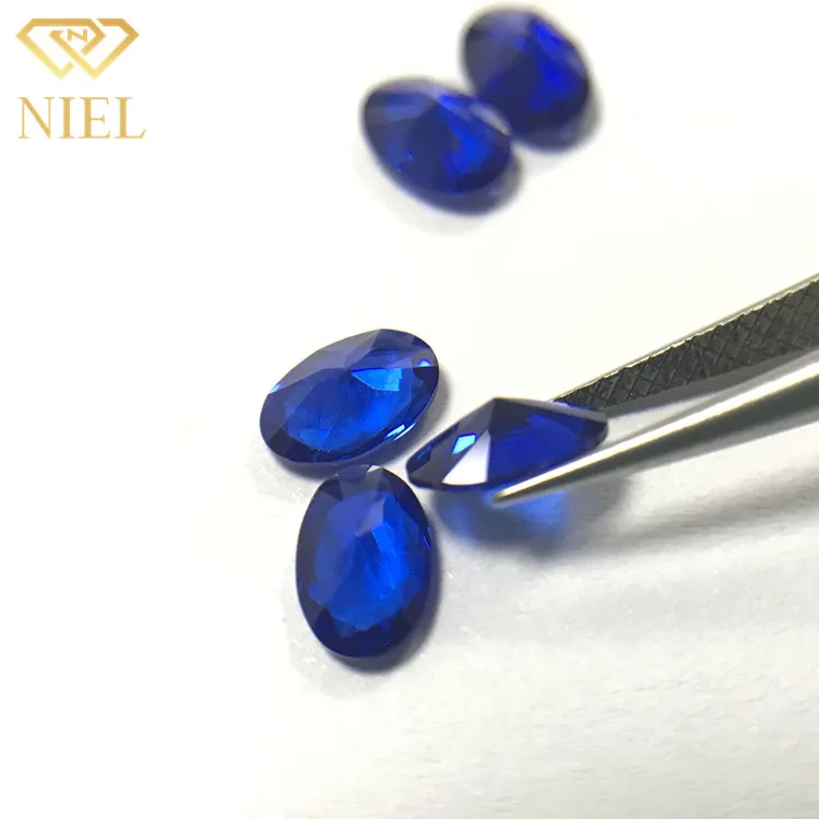 113# 4x6mm Hot selling oval cut lab created synthetic blue sapphire spinel crystal Niel gemstone.