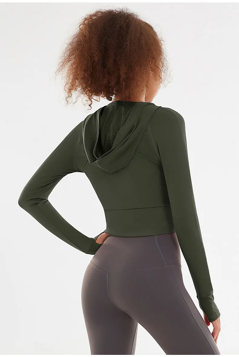 Women Athletic Sport Shirts Long Sleeved Fitness coat Zipper Gym Jacket Workout Sweatshirts