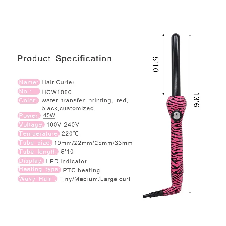 Professional Salon Big Curling Iron 450 Degree Fast Heating Electric Hair Curler Rod