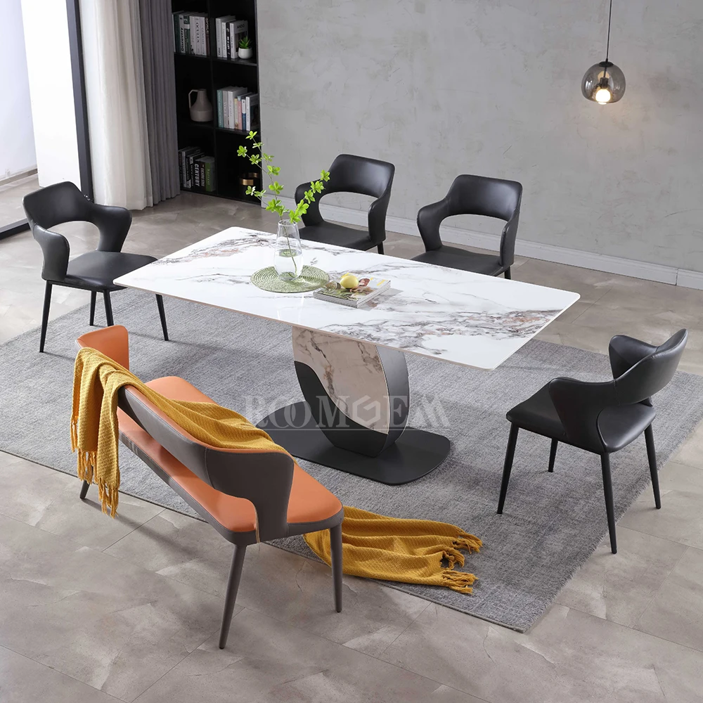 Стулья для столовой обеденная скамейка с спинкой новый продукт оптовая продажа длинная домашняя мебель из искусственной кожи металл современный Размер 11 кг