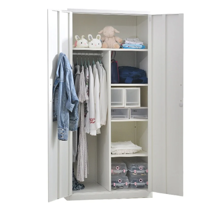 Dressing room cupboard cheap Wadrobes Two doors modern metal clothes cabinet design living room furniture