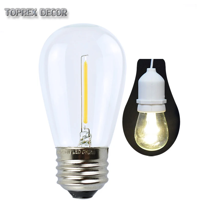Toprex Decor E27 Festoon Light Incandescent Lamp G45 S14 1W 2W 4W DC Plastic Globe Clear High Brightness  s14 led bulb for sale