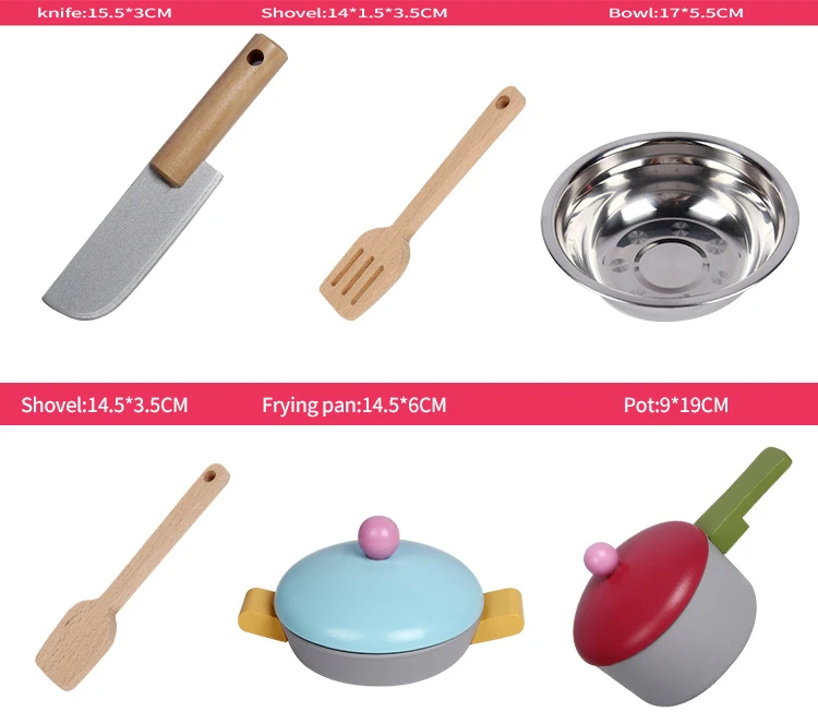 Hot Selling Pretend Play Simulation Kitchen Wooden Home Furniture Toys Wooden Kitchen Toy Set