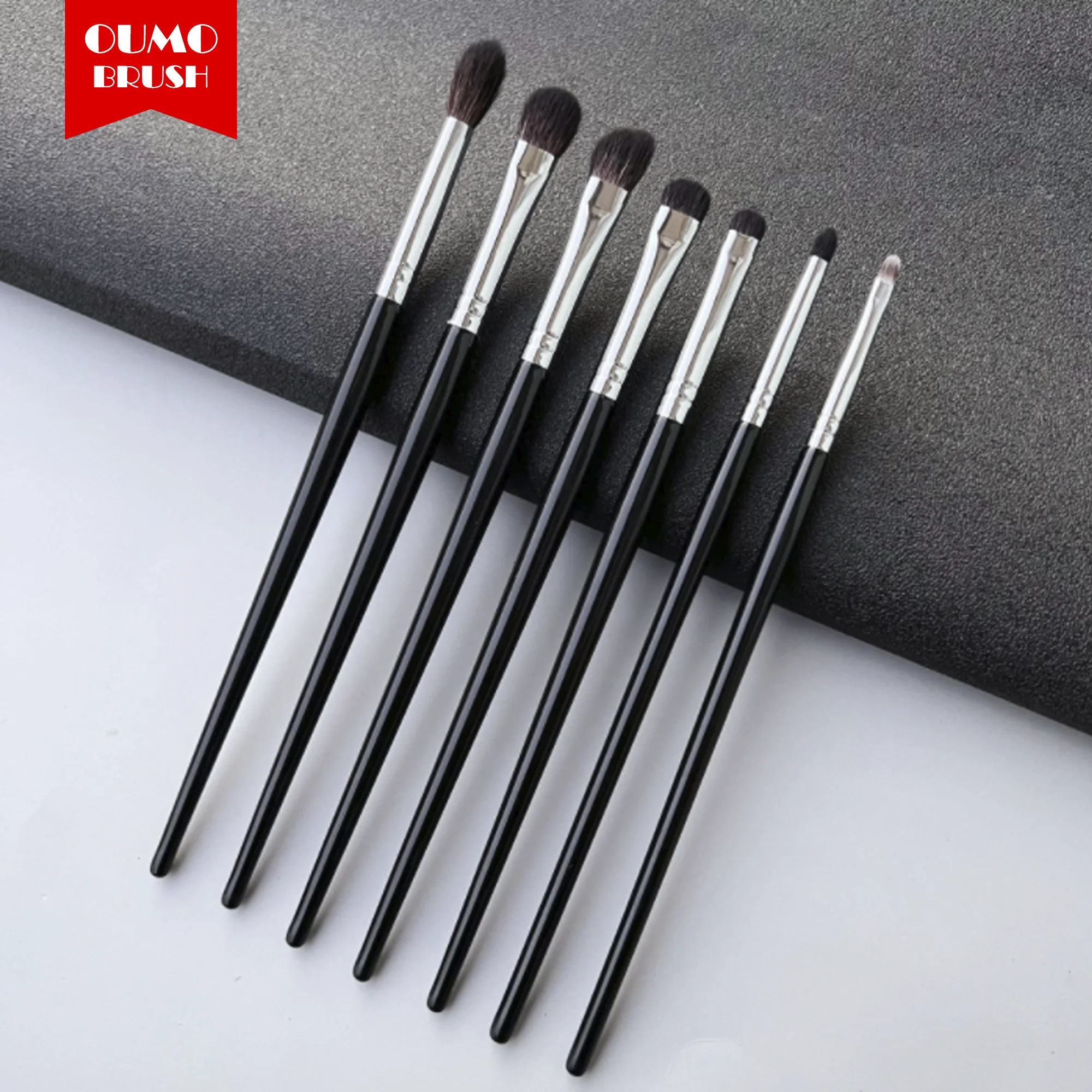 OUMO-  hot sale  professional beauty goat natural hair 7pcs  eyeshadow brush set fluffy eyeshadow blending brush