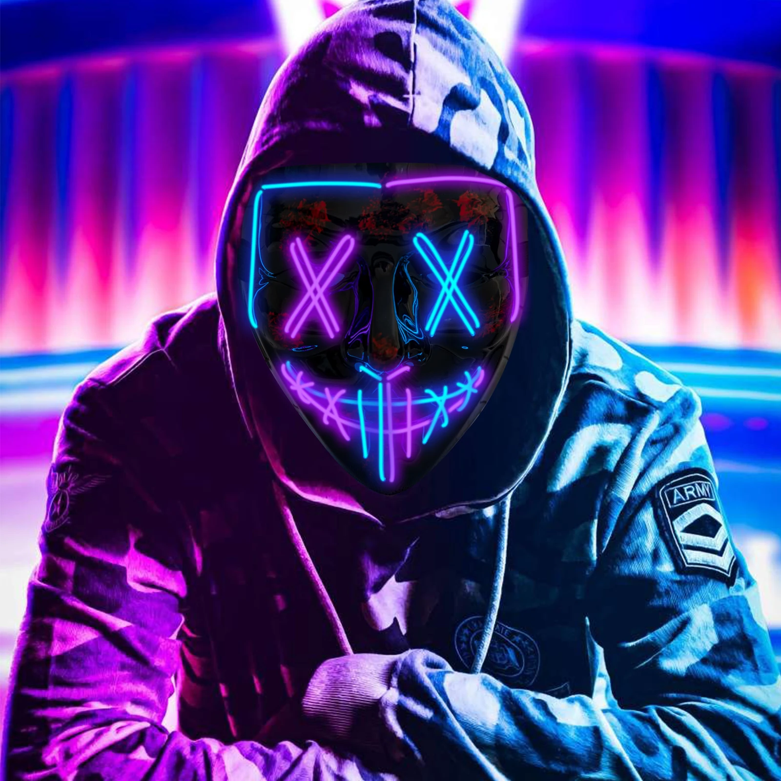 Halloween Accessories 2023 Cool Scary Neon LED Light Up Party Masks For Cosplay