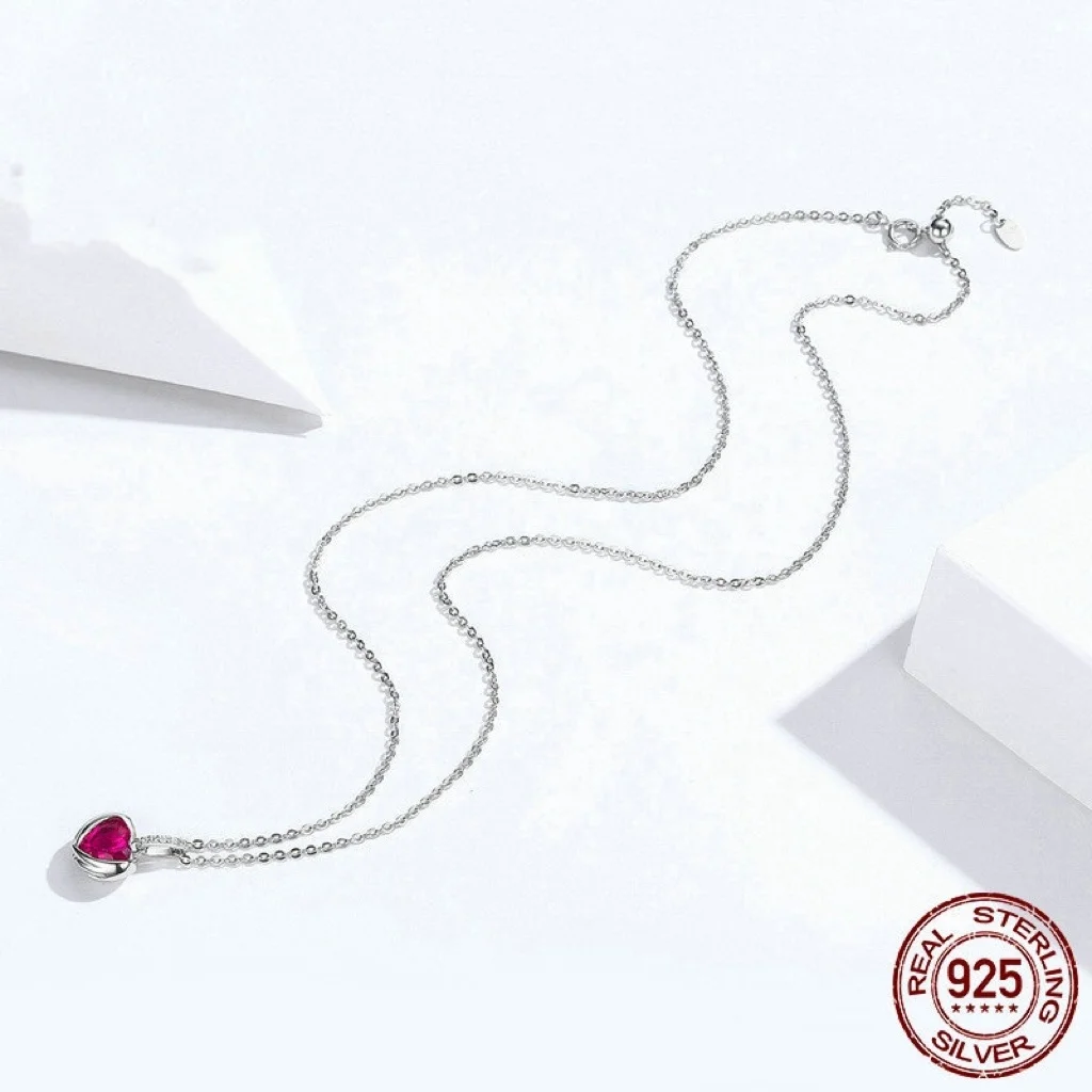 Original Factory Direct Sales S925 Sterling Silver Two-Piece Set Earrings and Necklace with Red Zircon Gold Plated